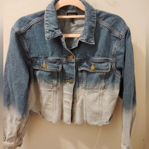 Poison. Mushroom Blue and White Ombre Jean Jacket